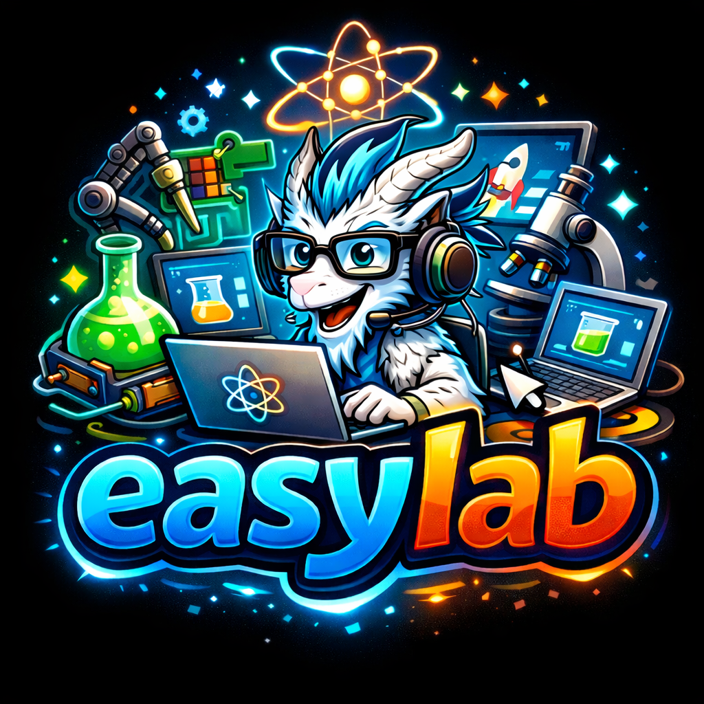 Logo EasyLab : la mascotte au labo